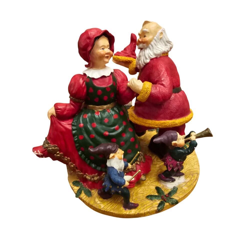 Holiday Time Collectables Santa & Mrs. Claus with Elves hand painted figurine